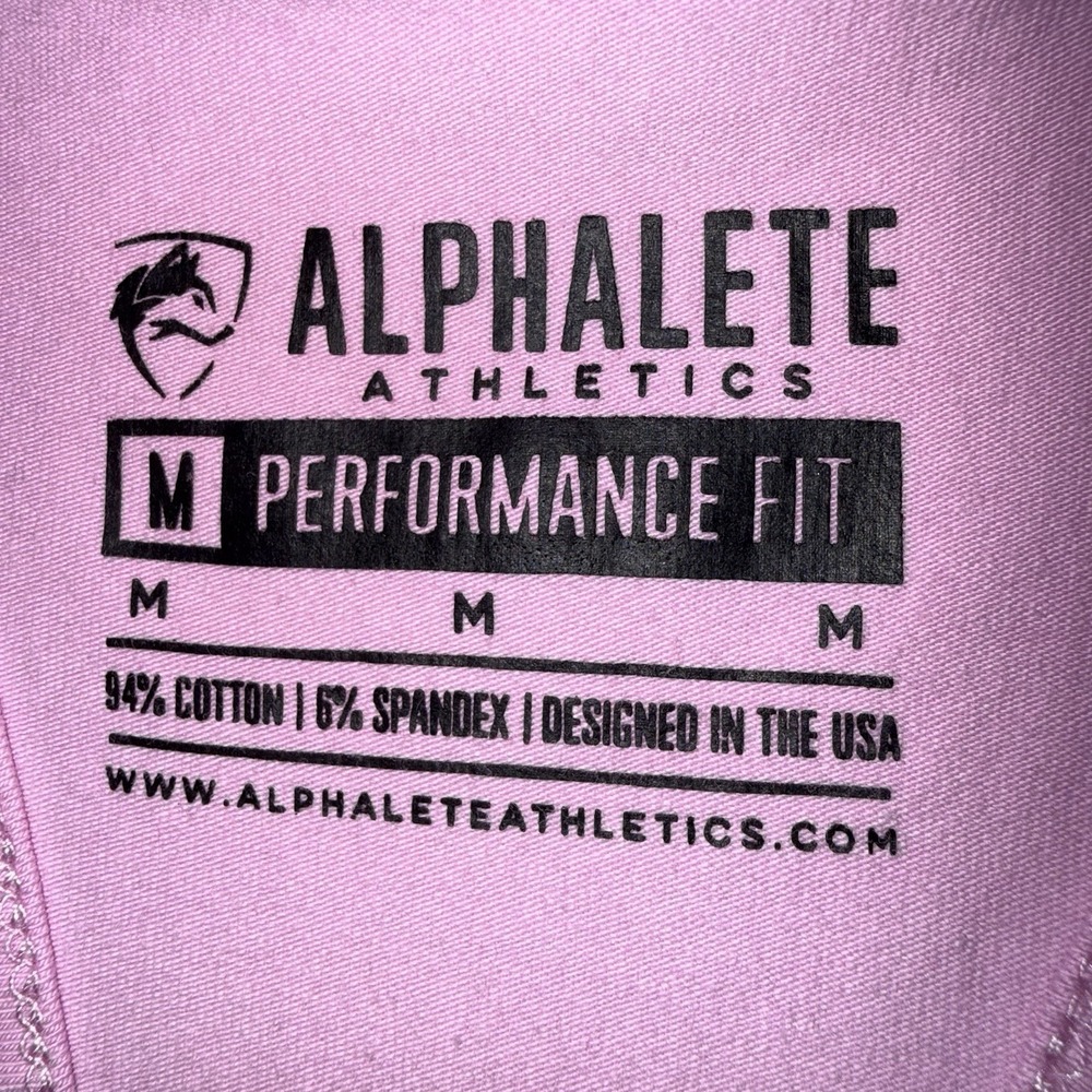 Alphalete Men's Performance Stringer Tank Pink Racerback Gym Muscle M Wolf Logo - Picture 5 of 6